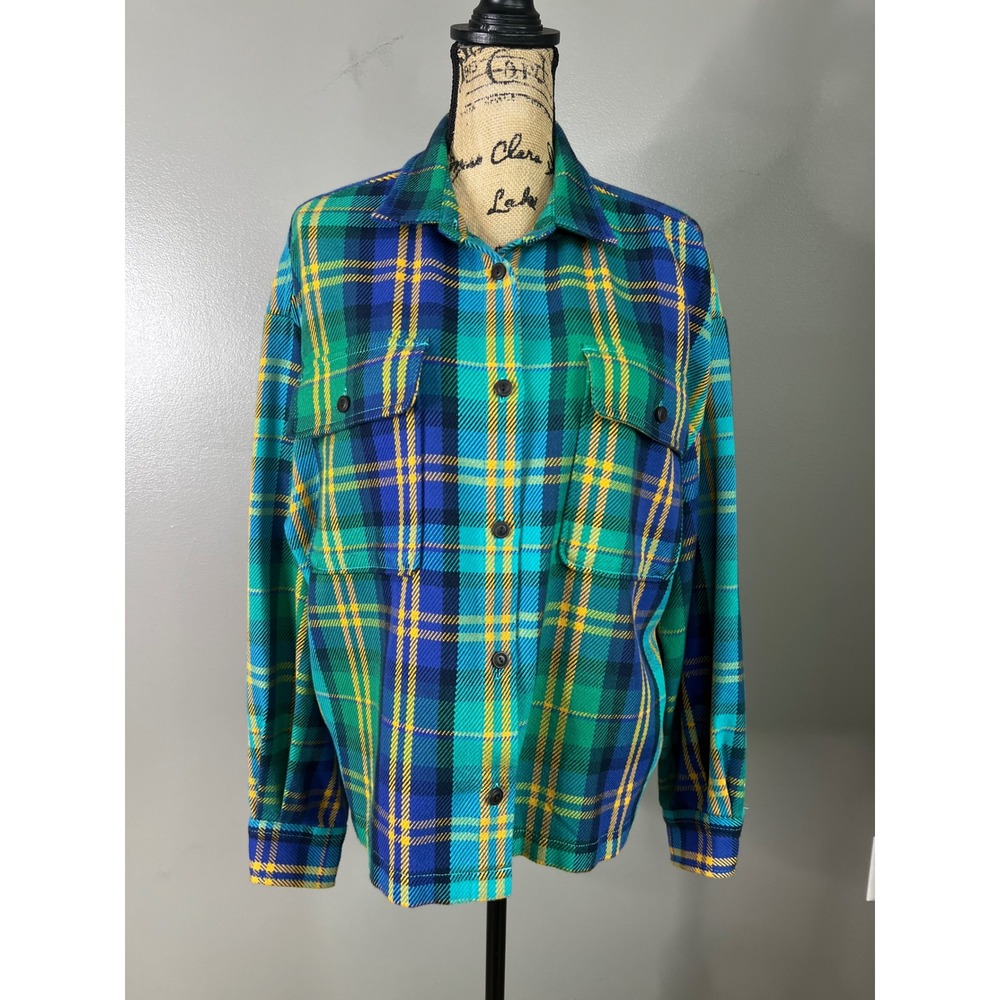 Roots Womens Plaid Flannel Button‎ Down Shirt hiking granolagirl crunchy